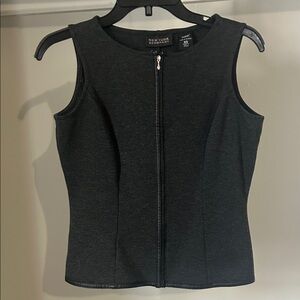 New York & Company Black Sleeveless Zip-Front Tank